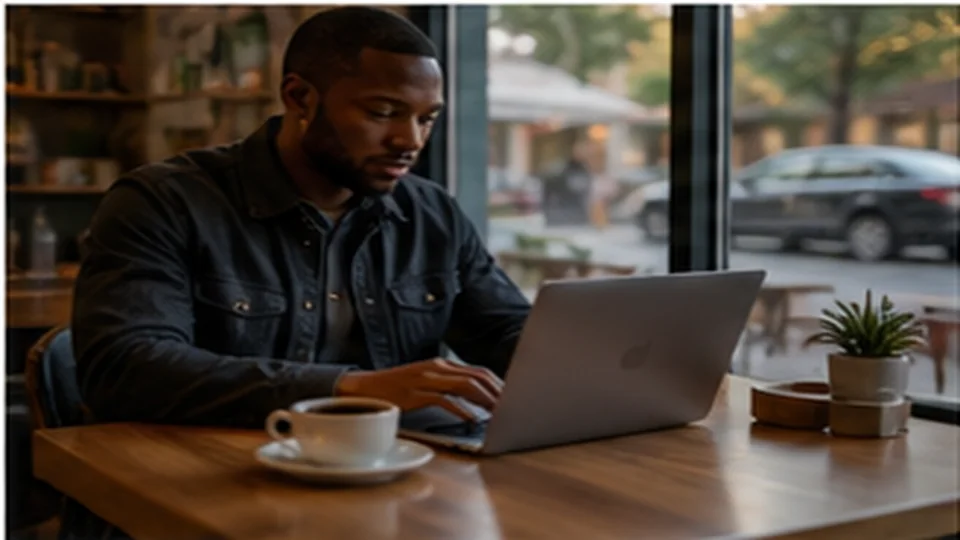 Lifestyle scene illustrating Compact Laptops for Café Work and Short Trips