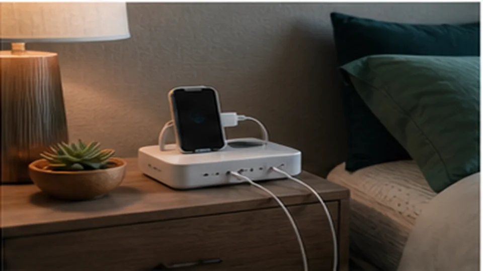 Lifestyle scene illustrating USB-C Charging Stations That Tame the Nightstand