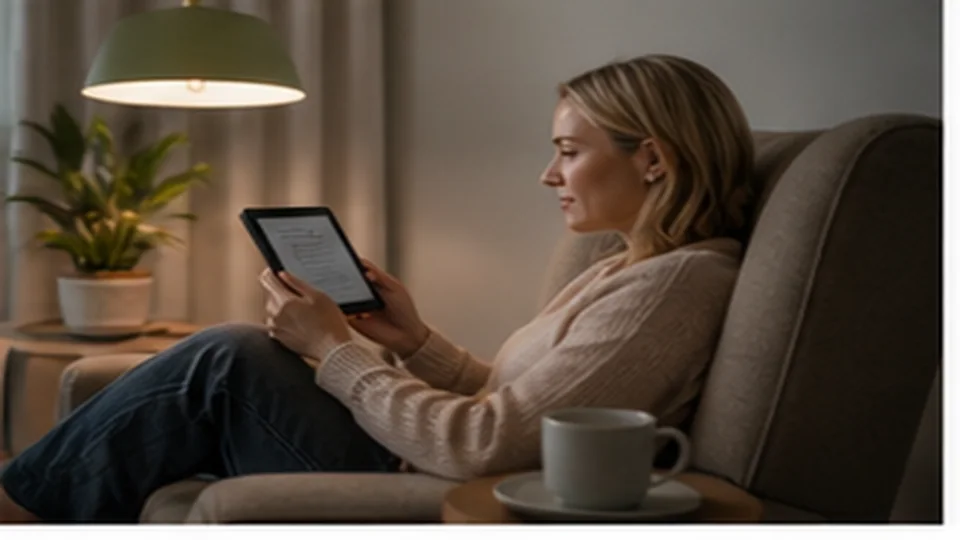 Lifestyle scene illustrating E-Readers for a Calmer Evening Reading Habit