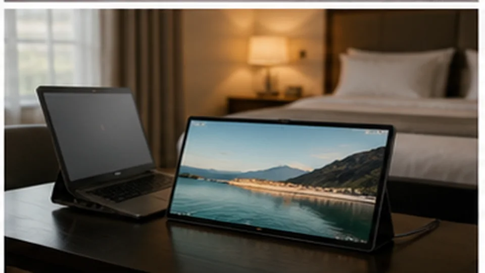 Lifestyle scene illustrating Portable Monitors for Productive Hotel-Room Work