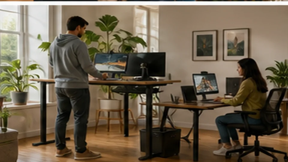 Lifestyle scene illustrating Standing Desks for a Shared Home Office