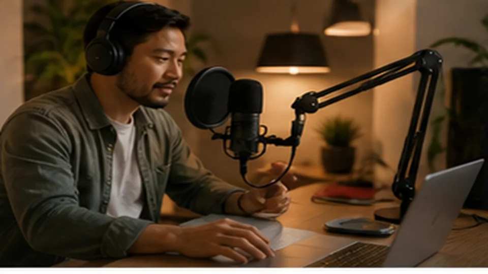 Lifestyle scene illustrating Podcast Microphones for a Modest Home Recording Corner